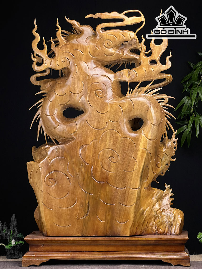 Tượng Rồng ( Nhất Long) Gỗ Xá Xị Cao 94 Ngang 59 Sâu 20 (cm)