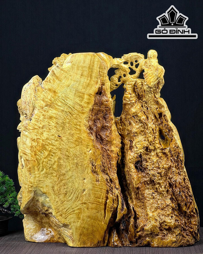 Tượng Song Mã Uyên Ương Gỗ Nu Kháo Cao 52 Ngang 48 Sâu 16 (cm)