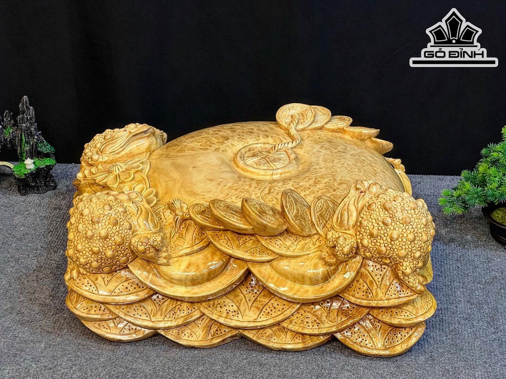 Tượng Tam Cóc Trấn Bình Phú Quý Gỗ Nu Kháo Ngang 48 Cao 20 Sâu 47 (cm)