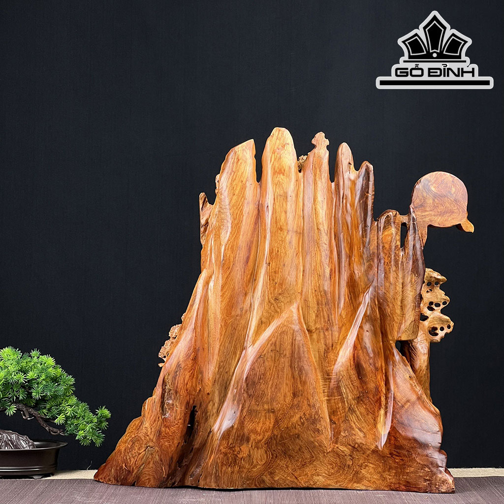 Tượng Tiểu Cảnh Gỗ Hương Cao 54 Ngang 55 Sâu 25 (cm)