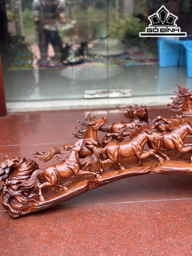 Tượng Bát Mã Gỗ Hương Cao 37 Ngang 115 Sâu 23 (cm)