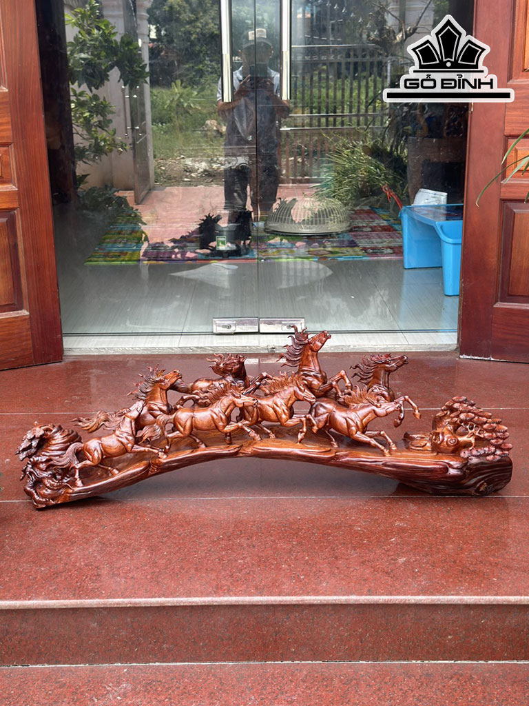 Tượng Bát Mã Gỗ Hương Cao 37 Ngang 115 Sâu 23 (cm)