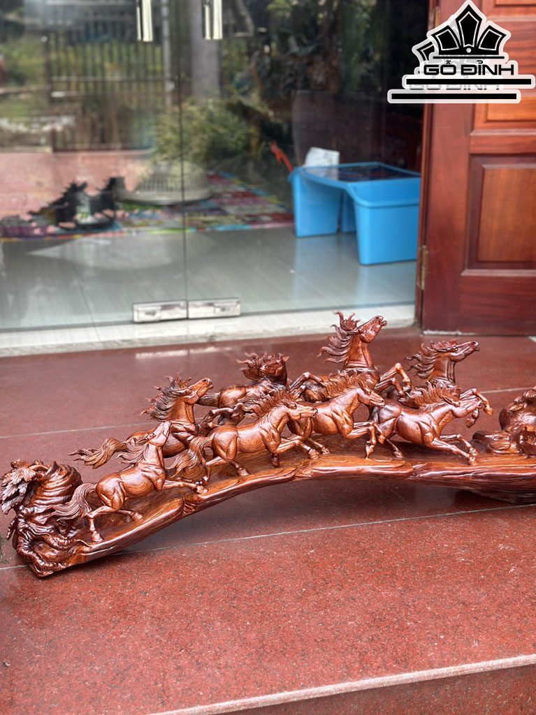 Tượng Bát Mã Gỗ Hương Cao 37 Ngang 115 Sâu 23 (cm)