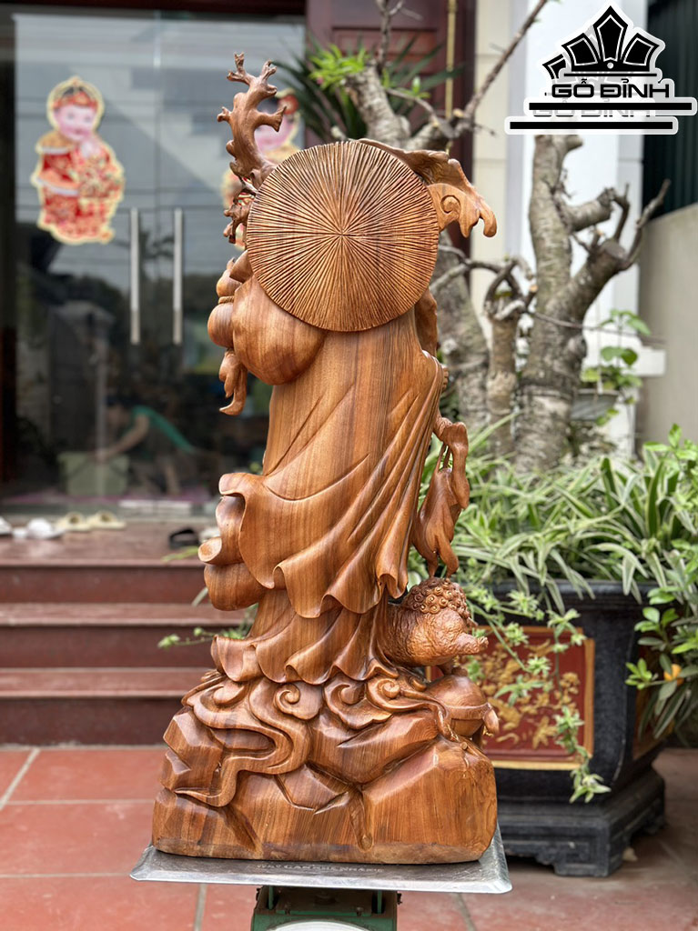 Tượng Đạt Ma Giáo Hóa Gỗ Ngọc Am Cao 97 Ngang 42 Sâu 28 (cm)