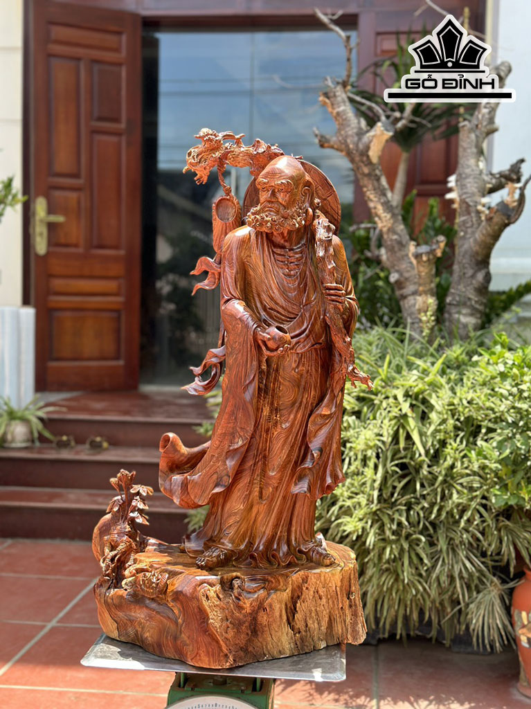 Tượng Đạt Ma Sư Tổ Gỗ Cẩm Cao 93 Ngang 52 Sâu 35 (cm)
