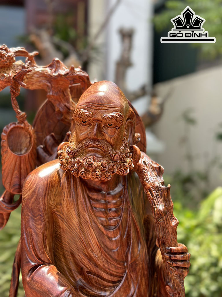 Tượng Đạt Ma Sư Tổ Gỗ Cẩm Cao 93 Ngang 52 Sâu 35 (cm)