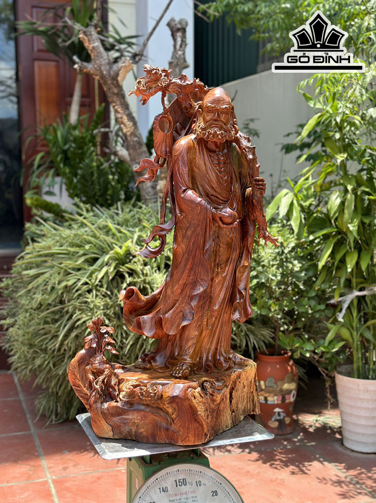 Tượng Đạt Ma Sư Tổ Gỗ Cẩm Cao 93 Ngang 52 Sâu 35 (cm)