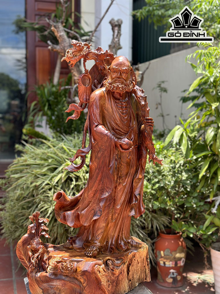 Tượng Đạt Ma Sư Tổ Gỗ Cẩm Cao 93 Ngang 52 Sâu 35 (cm)