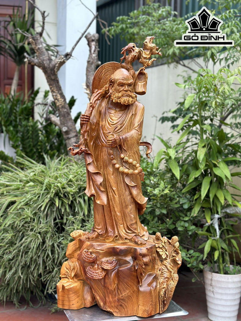 Tượng Đạt Ma Sư Tổ Gỗ Hương Cao 107 Ngang 50 Sâu 40 (cm)