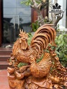 Tượng Gia Đình Gà Gỗ Hương Cao 66 Ngang 62 Sâu 35 (cm)