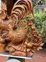 Tượng Gia Đình Gà Gỗ Hương Cao 66 Ngang 62 Sâu 35 (cm)