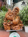Tượng Gia Đình Gà Gỗ Hương Cao 66 Ngang 62 Sâu 35 (cm)