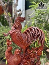 Tượng Gia Đình Gà Gỗ Hương Cao 74 Ngang 46 Sâu 25 (cm)