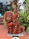 Tượng Gia Đình Gà Gỗ Hương Cao 74 Ngang 46 Sâu 25 (cm)