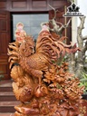 Tượng Gia Đình Gà Gỗ Hương Cao 75 Ngang 62 Sâu 27 (cm)