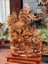 Tượng Gia Đình Gà Gỗ Hương Cao 75 Ngang 62 Sâu 27 (cm)