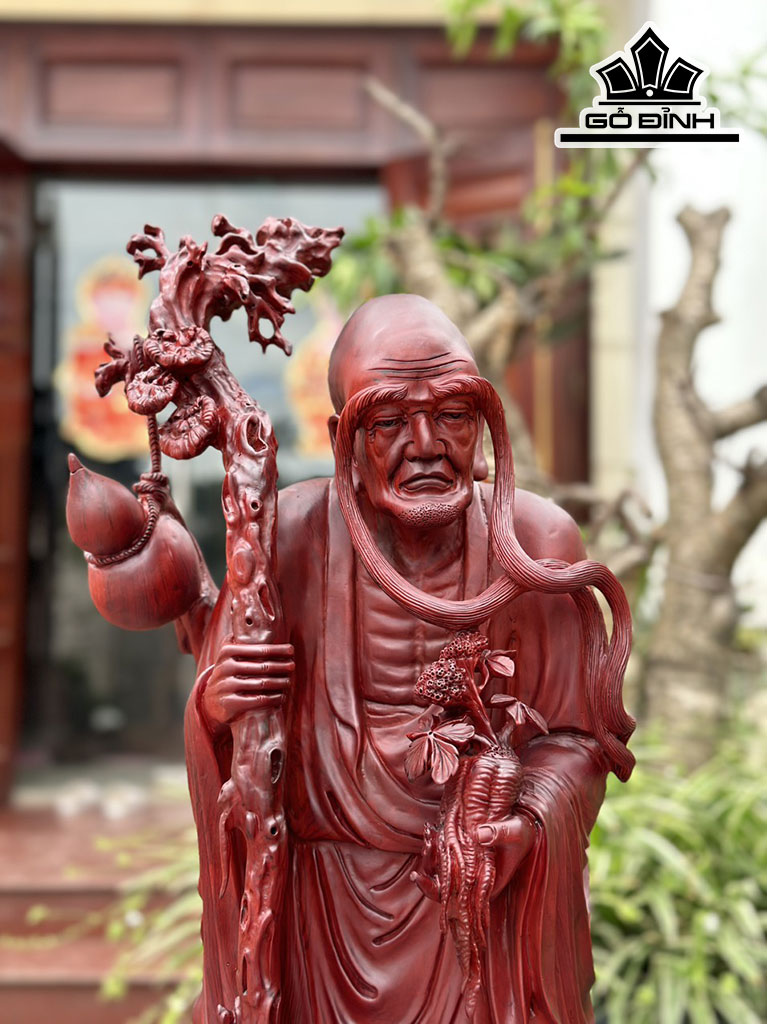 Tượng La Hán Trường My Gỗ Tử Đàn Cao 92 Ngang 31 Sâu 30 (cm)