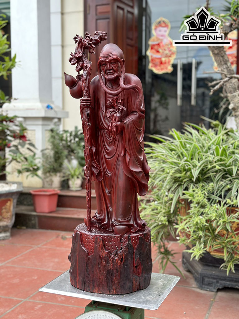 Tượng La Hán Trường My Gỗ Tử Đàn Cao 92 Ngang 31 Sâu 30 (cm)
