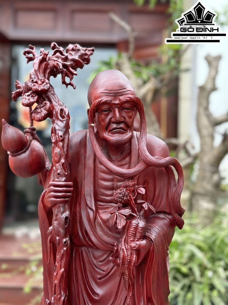 Tượng La Hán Trường My Gỗ Tử Đàn Cao 92 Ngang 31 Sâu 30 (cm)