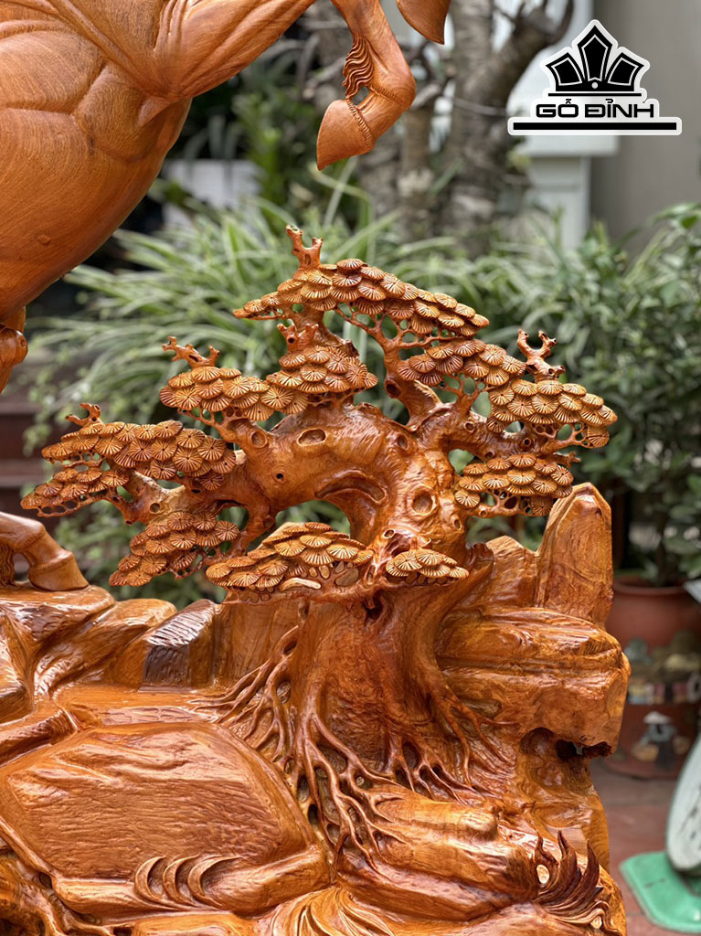 Tượng Ngựa Phong Thủy (Nhất Mã Phi Thiên) Gỗ Hương Cao 172 Ngang 126 Sâu 56 (cm)