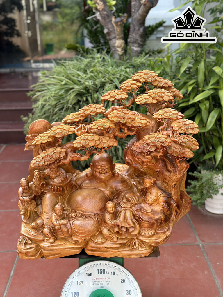 Tượng Phật Di Lặc Gỗ Hương Cao 65 Ngang 75 Sâu 47 (cm)