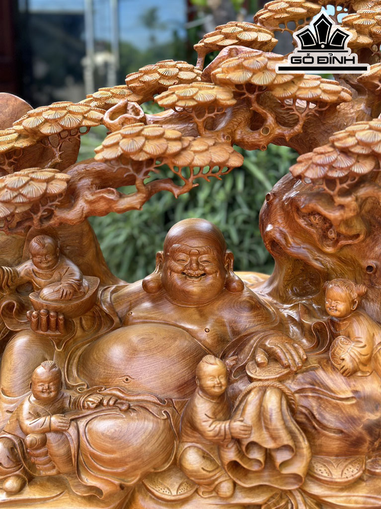 Tượng Phật Di Lặc Gỗ Hương Cao 65 Ngang 75 Sâu 47 (cm)