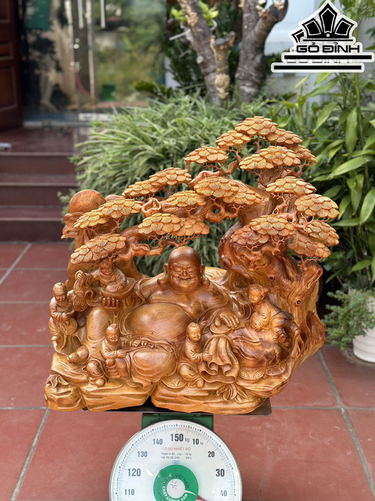 Tượng Phật Di Lặc Gỗ Hương Cao 65 Ngang 75 Sâu 47 (cm)