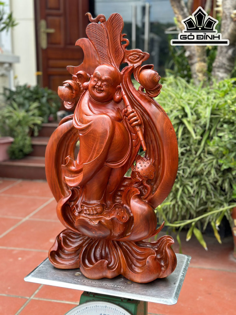 Tượng Phật Di Lặc Gỗ Hương Cao 73 Ngang 38 Sâu 19 (cm)