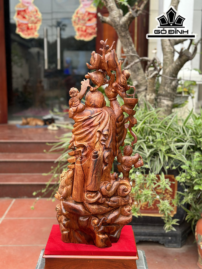 Tượng Phật Di Lặc Gỗ Hương Cao 75 Ngang 33 Sâu 25 (cm)