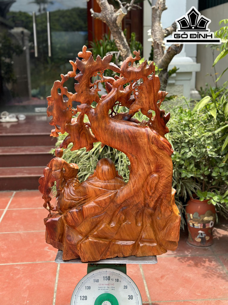 Tượng Phật Di Lặc Gỗ Hương Cao 90 Ngang 67 Sâu 37 (cm)