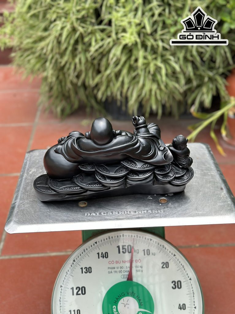 Tượng Phật Di Lặc Gỗ Mun Sừng Cao 18 Ngang 34 Sâu 15 (cm)