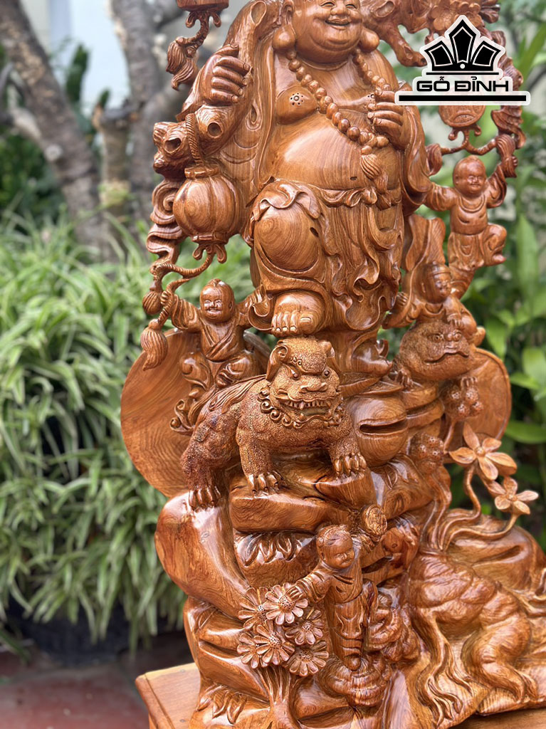 Tượng Phật Di Lặc Ngũ Phúc Gỗ Hương Cao 91 Ngang 45 Sâu 32 (cm)