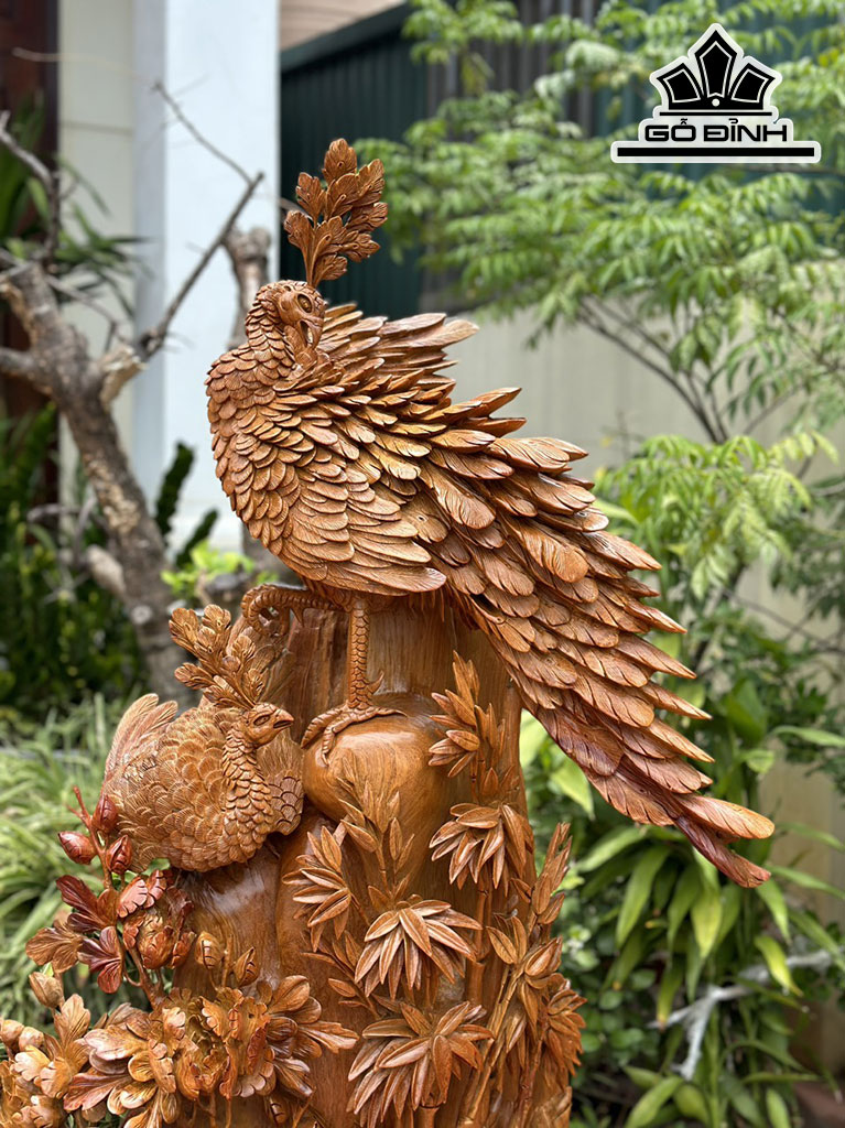 Tượng Phu Thê Viên Mãn Gỗ Hương Cao 112 Ngang 75 Sâu 35 (cm)