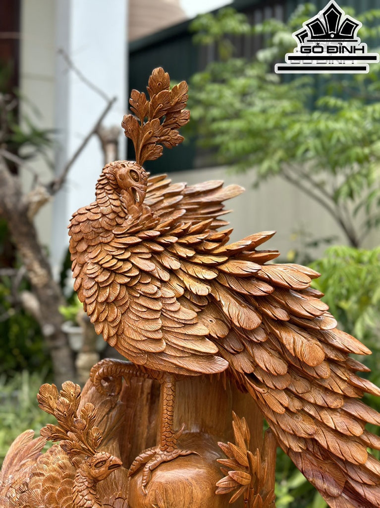 Tượng Phu Thê Viên Mãn Gỗ Hương Cao 112 Ngang 75 Sâu 35 (cm)