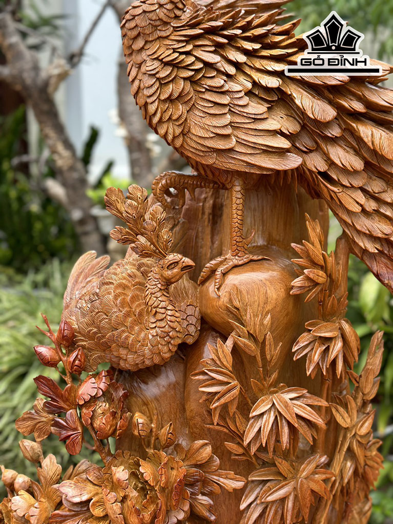 Tượng Phu Thê Viên Mãn Gỗ Hương Cao 112 Ngang 75 Sâu 35 (cm)