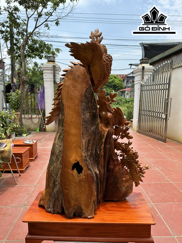 Tượng Phu Thê Viên Mãn Gỗ Hương Cao 112 Ngang 75 Sâu 35 (cm)