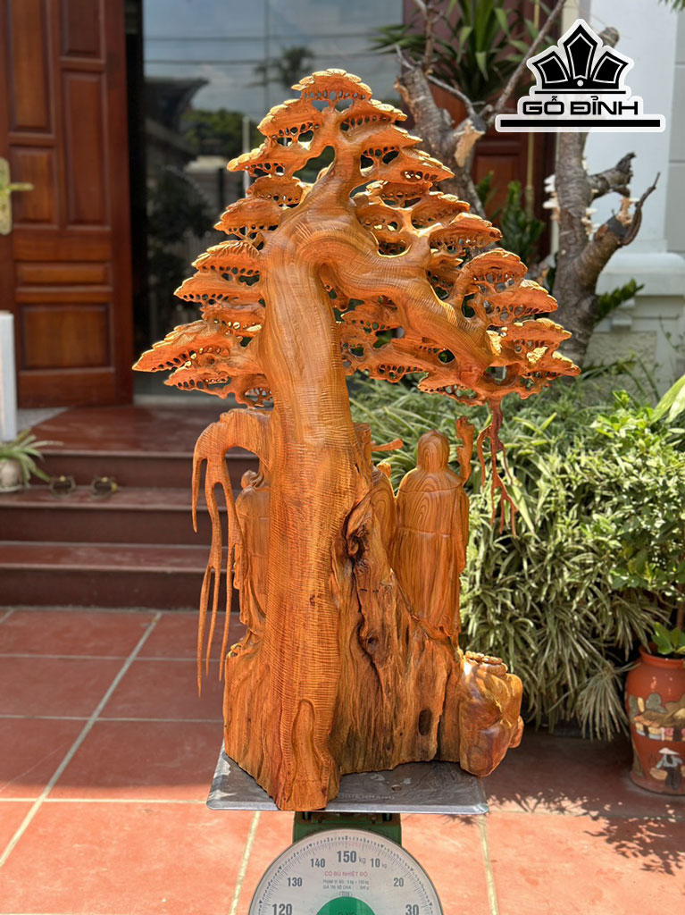 Tượng Phúc Lộc Thọ (Tam Đa) Gỗ Hương Cao 112 Ngang 75 Sâu 35 (cm)