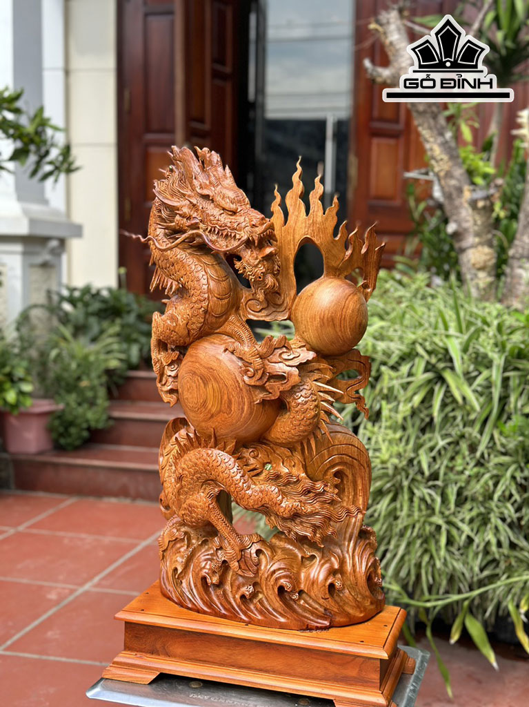 Tượng Rồng ( Nhất Long) Gỗ Hương Cao 66 Ngang 37 Sâu 16 (cm)