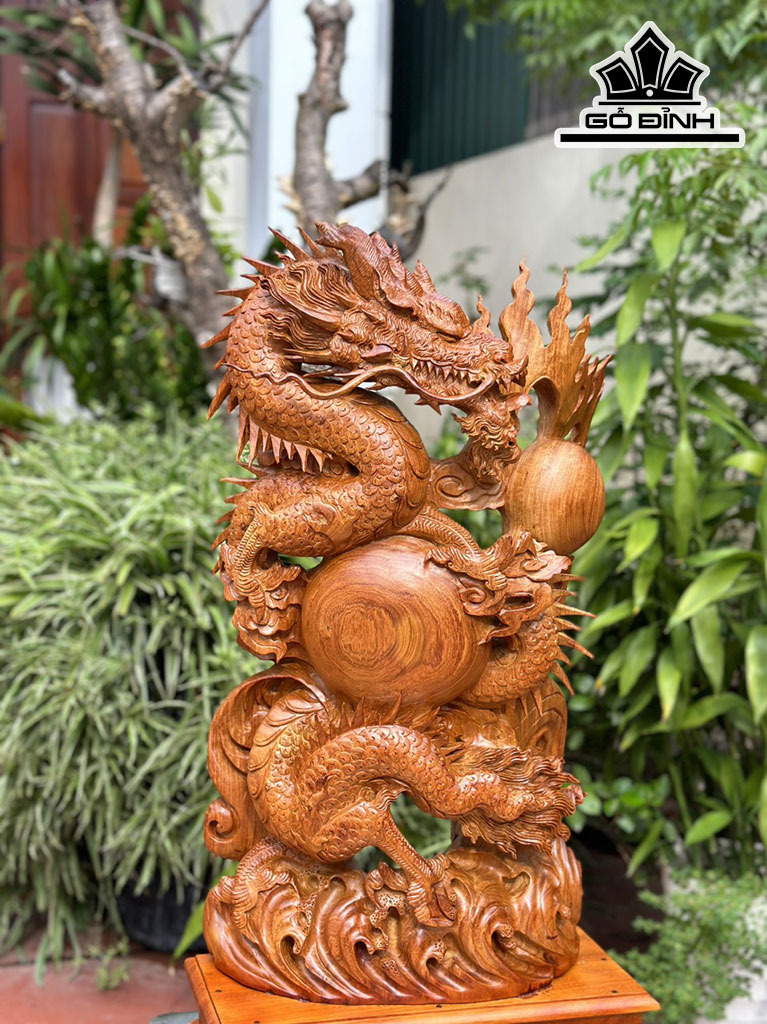 Tượng Rồng ( Nhất Long) Gỗ Hương Cao 66 Ngang 37 Sâu 16 (cm)