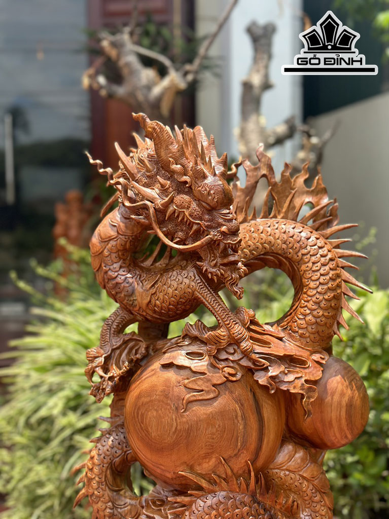 Tượng Rồng ( Nhất Long) Gỗ Hương Cao 80 Ngang 42 Sâu 23 (cm)