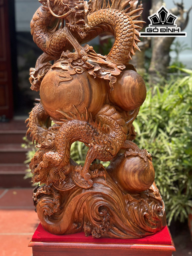 Tượng Rồng ( Nhất Long) Gỗ Hương Cao 80 Ngang 42 Sâu 23 (cm)