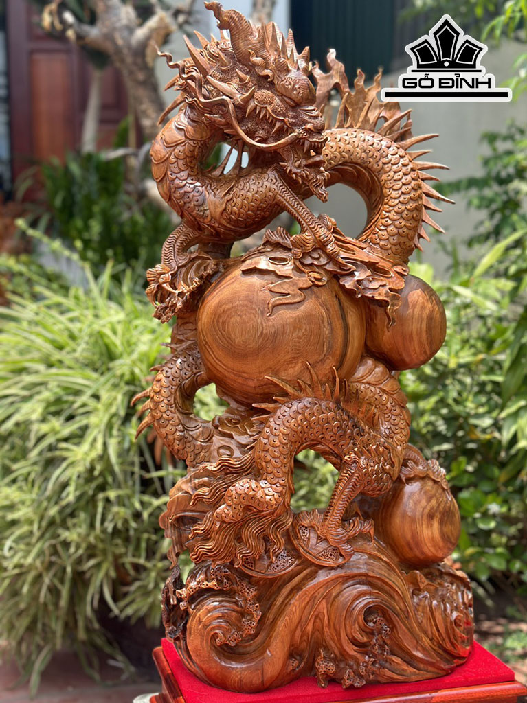 Tượng Rồng ( Nhất Long) Gỗ Hương Cao 80 Ngang 42 Sâu 23 (cm)