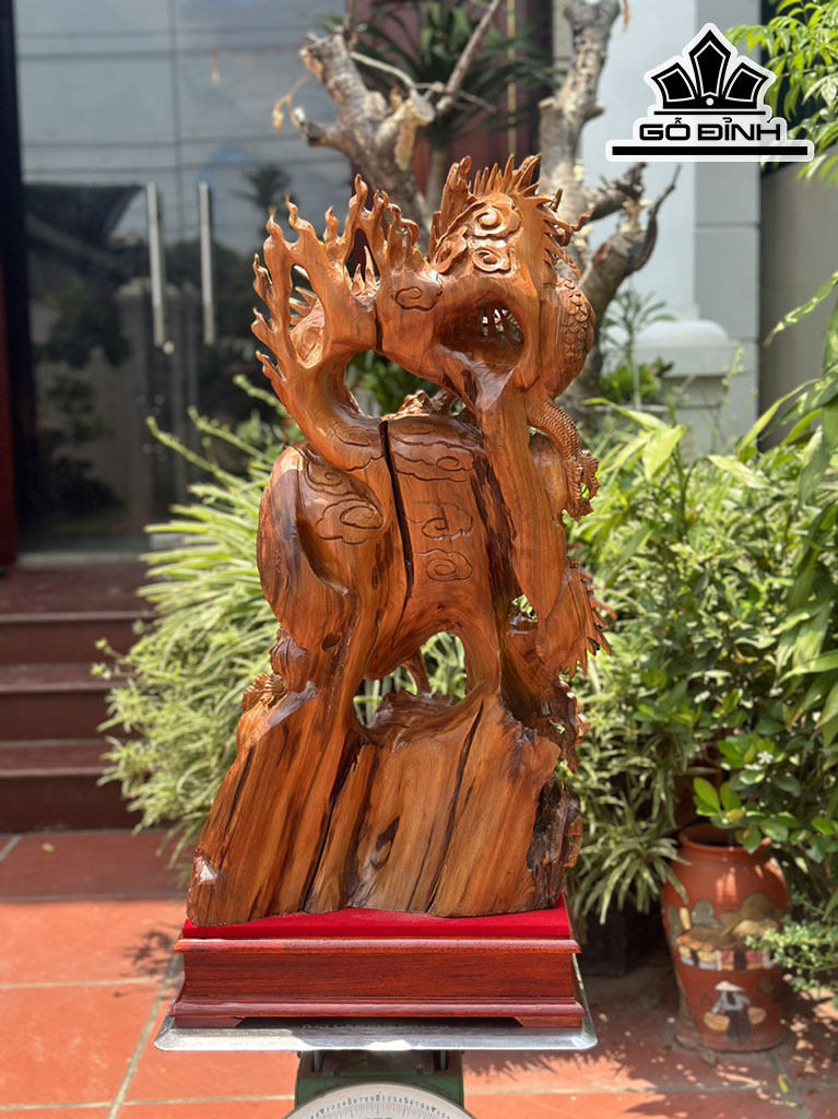 Tượng Rồng ( Nhất Long) Gỗ Hương Cao 80 Ngang 42 Sâu 23 (cm)