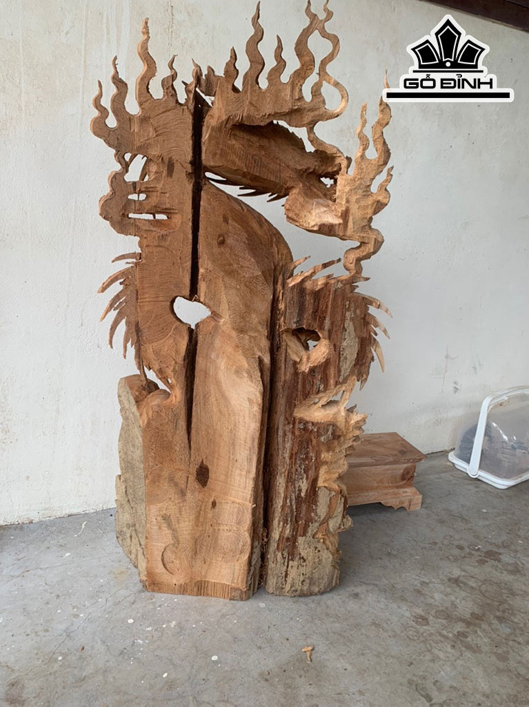 Tượng Rồng ( Nhất Long) Gỗ Ngọc Am Cao 101 Ngang 50 Sâu 21 (cm)