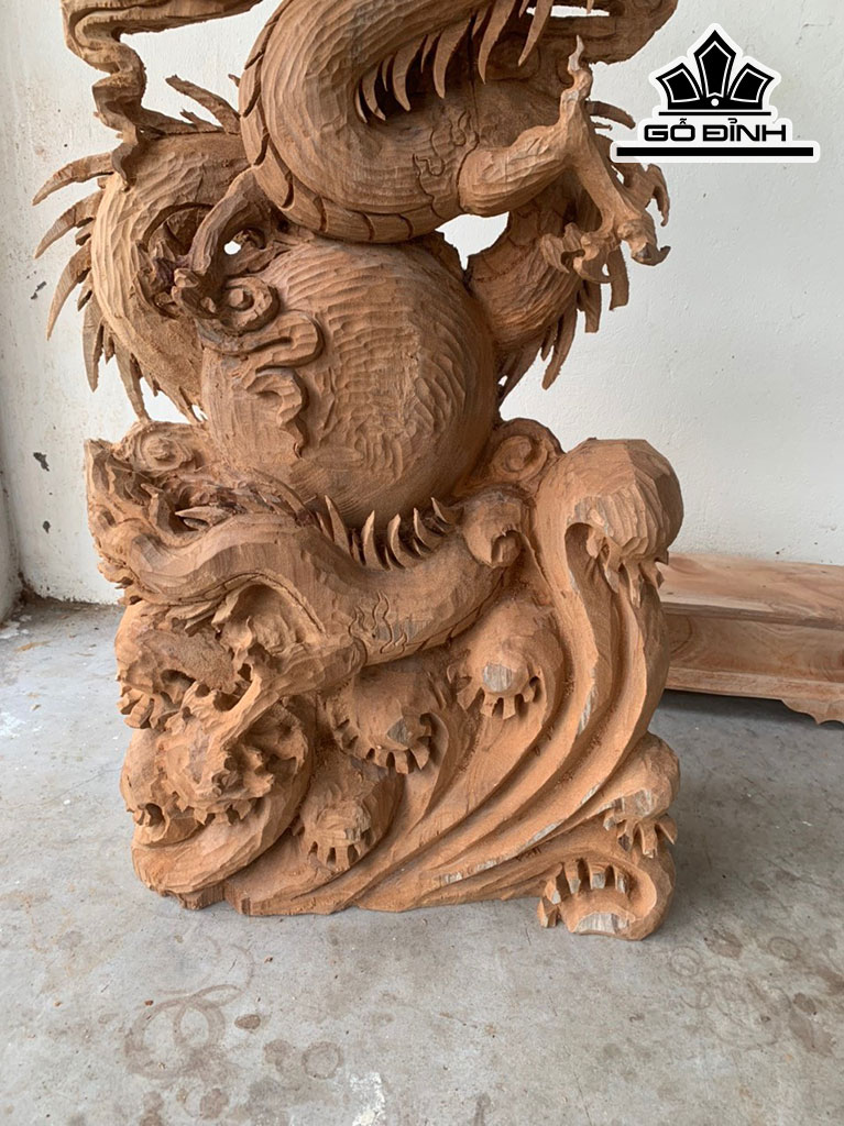 Tượng Rồng ( Nhất Long) Gỗ Ngọc Am Cao 101 Ngang 50 Sâu 21 (cm)
