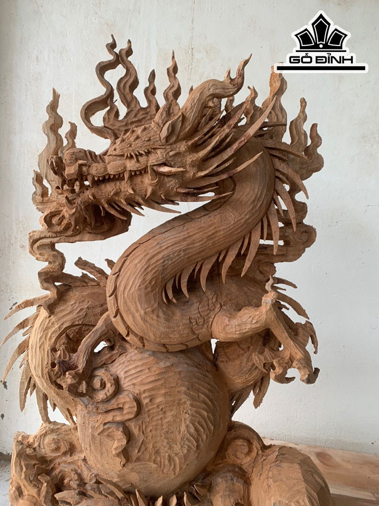 Tượng Rồng ( Nhất Long) Gỗ Ngọc Am Cao 101 Ngang 50 Sâu 21 (cm)