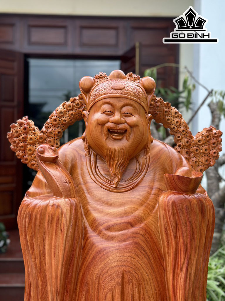 Tượng Thần Tài Gỗ Hương Cao 138 Ngang 66 Sâu 38 (cm)