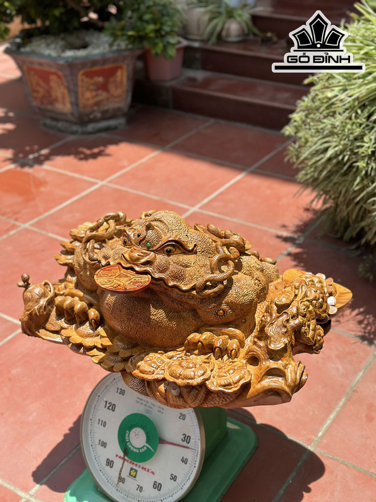 Tượng Thiềm Thừ Gỗ Hương Cao 30 Ngang 67 Sâu 50 (cm)