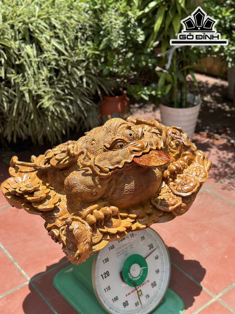 Tượng Thiềm Thừ Gỗ Hương Cao 30 Ngang 67 Sâu 50 (cm)