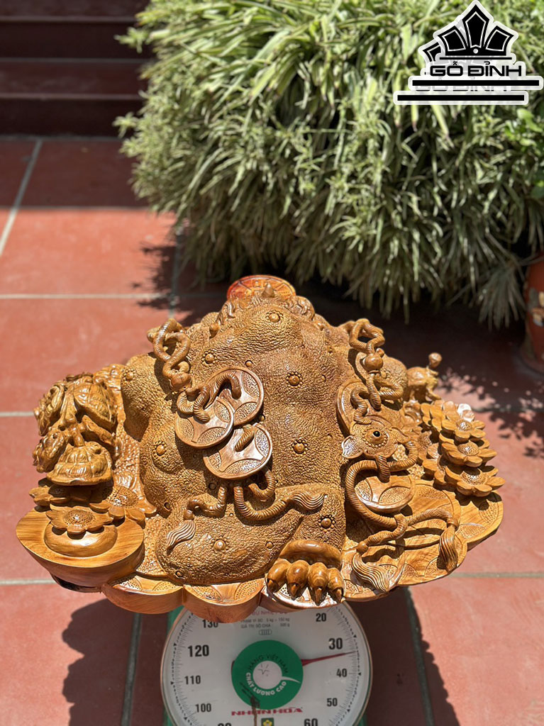 Tượng Thiềm Thừ Gỗ Hương Cao 30 Ngang 67 Sâu 50 (cm)